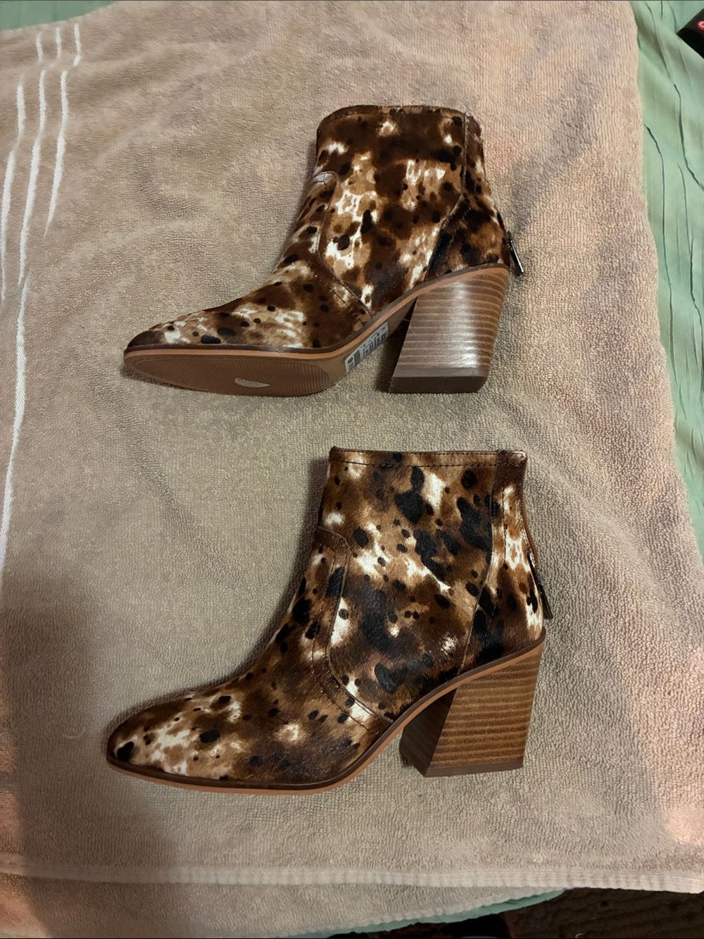Lucky Brand Leopard-Pattern Brown Ankle Boots